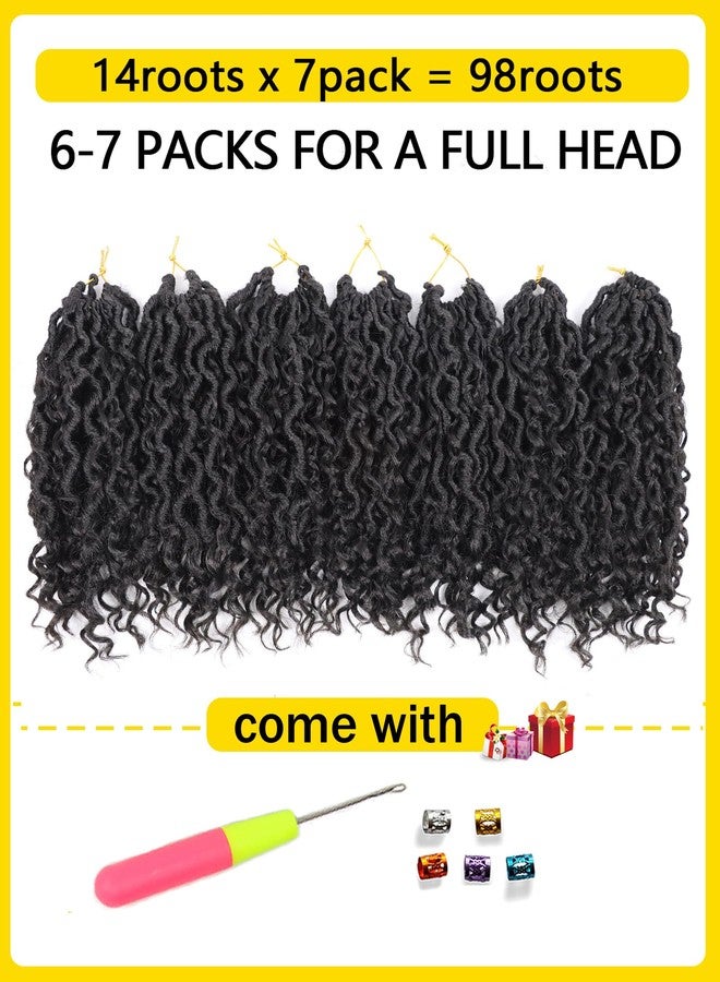 ايجو شعر كروشيه بطول 8 بوصات للنساء ذوات البشرة السمراء، 7 عبوات من شعر كروشيه Goddess Locs مع أطراف مجعدة، شعر قصير مُجهز مسبقًا على شكل حلقات صناعية (8 بوصات، 1B) - Image 4